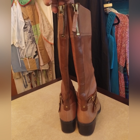 Franco Sarto Lapis brown leather zip up tall boots - Picture 10 of 16